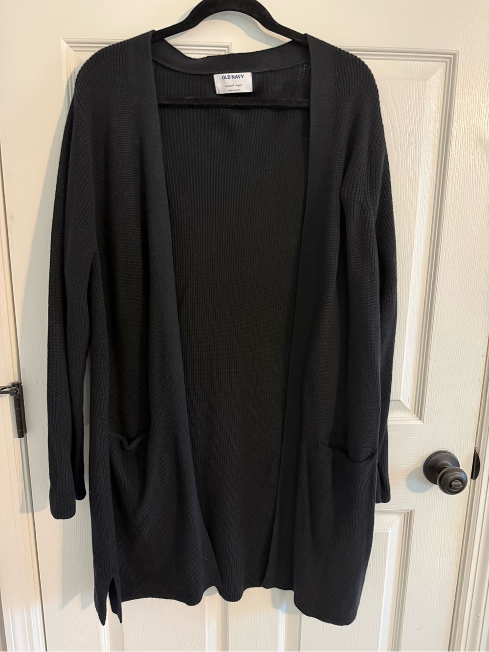 Old Navy Black Open-Front Ribbed Cardigan/Duster